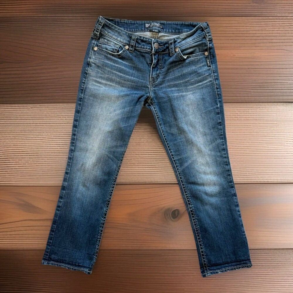 Silver Suki Mid Capri Womens Size 30 Blue Jeans Medium Wash Mid-Rise Stretch